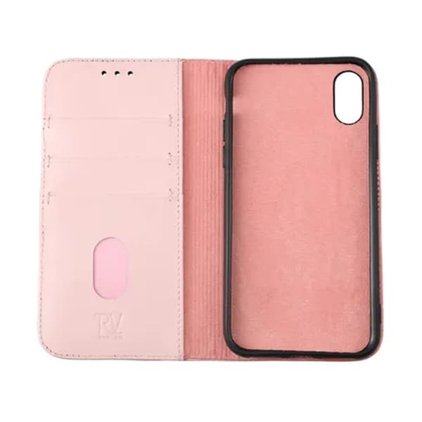 iPhone X/XS Plånboksfodral Läder Rvelon - Rosa Rosa