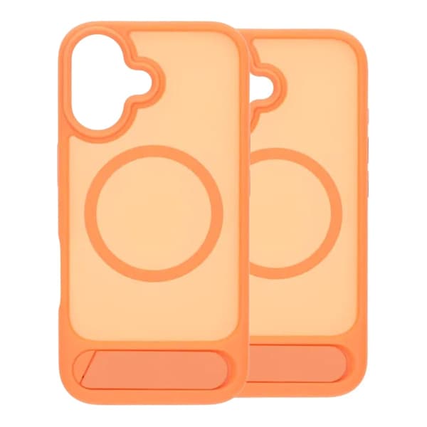 Black Feather Inclined Bracket Magnetic Case - iPhone 17 Orange Svart