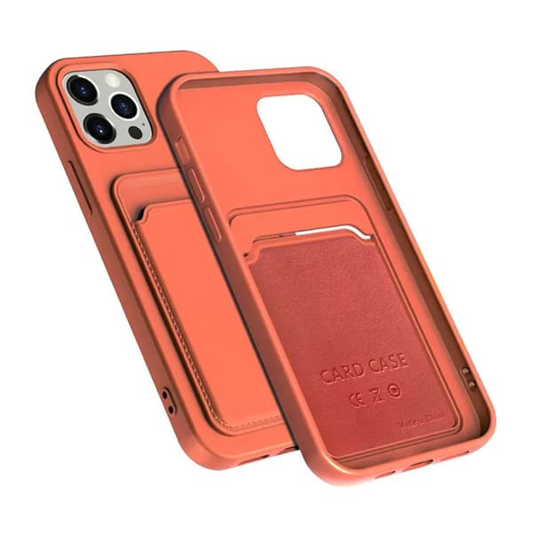 iPhone 14 Pro Max Silikonskal med Korthållare - Orange Orange
