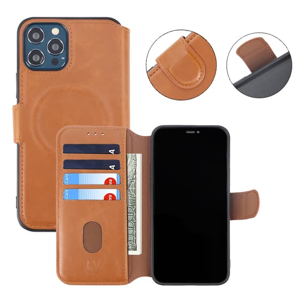 RV Wallet Case Extra Card -iPhone 12/12 Pro- Golden Brown Brun