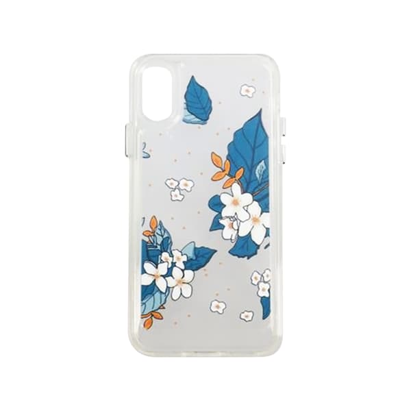 Mobile case with motif for iPhone X and XS - Blue Leaf Mönstrat