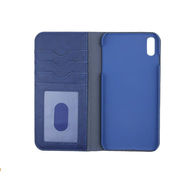 iPhone XS Max Wallet Case with Stand and Extra Card Slots - Blue Blå