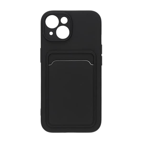 Silicone Case with Card Holder iPhone 15 Black Svart