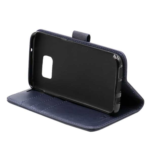 Samsung S7 Edge Wallet Case Leather with Stand - Blue Blå