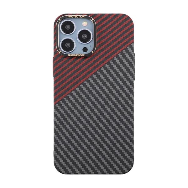 Kolfiber Skal iPhone 13 Pro Max - Röd & Svart Svart