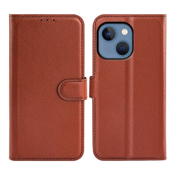 iPhone 14 Plus Wallet Case with Stand - Brown Brun