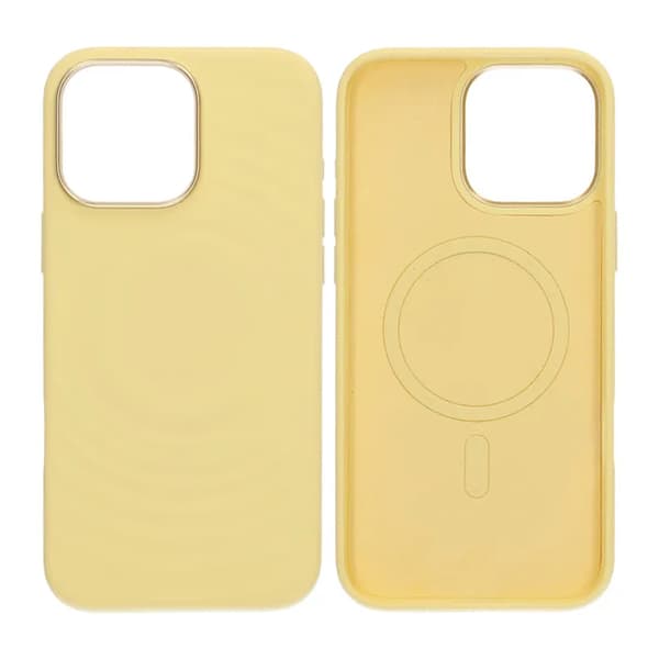Silicone Mobile Case for iPhone 16 Pro Max - Yellow with Camera Protection Gul