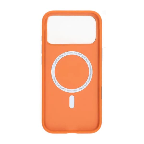 Vegan leather Magnetic Case For iPhone 17 Pro Max Orange Orange