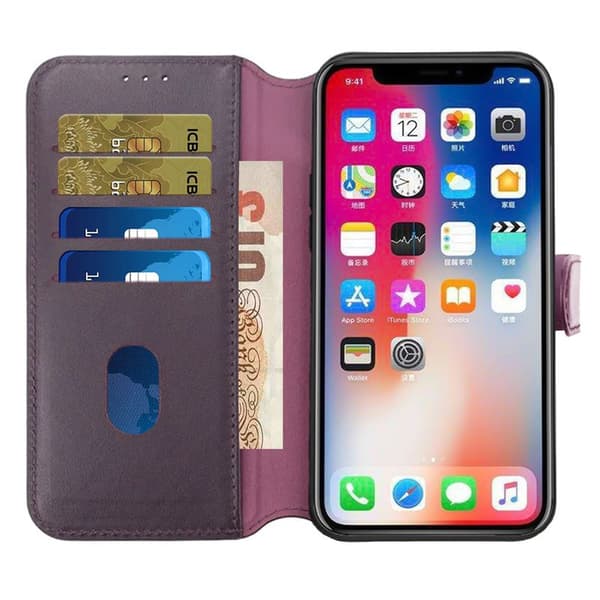 iPhone 15 Plånboksfodral Läder Rvelon - Lila Lila