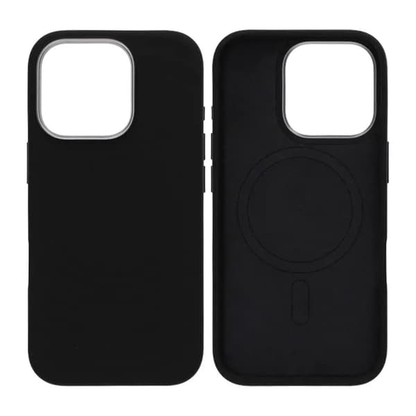 Silicone Mobile Case for iPhone 16 Pro - Black with Camera Protection Svart