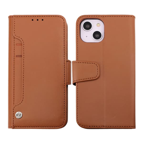 iPhone 14 Wallet Case Extra Card Slot Rvelon - Brown Brun