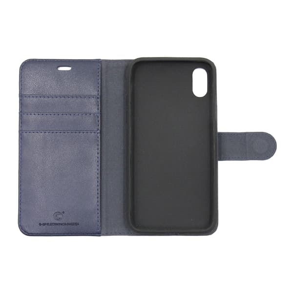 Wallet Case Leather with Stand for iPhone X and XS - Blue Blå