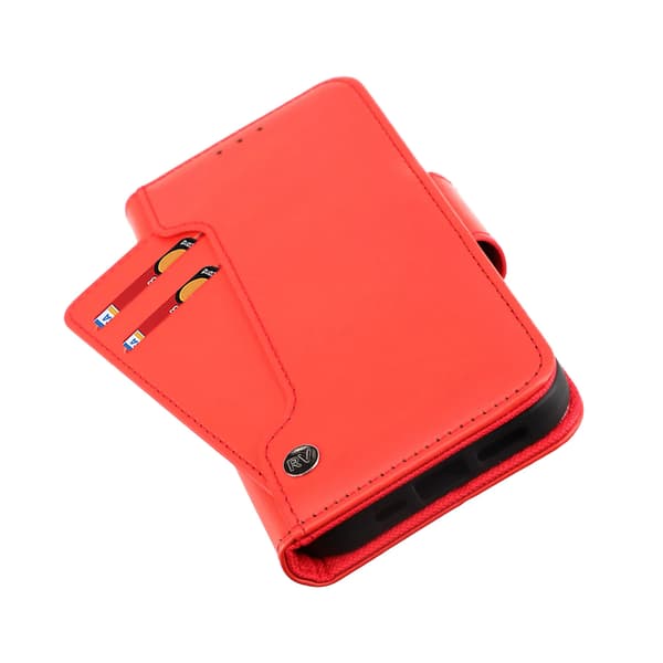 iPhone 14 Pro Plånboksfodral Extra Kortfack Rvelon - Röd Röd