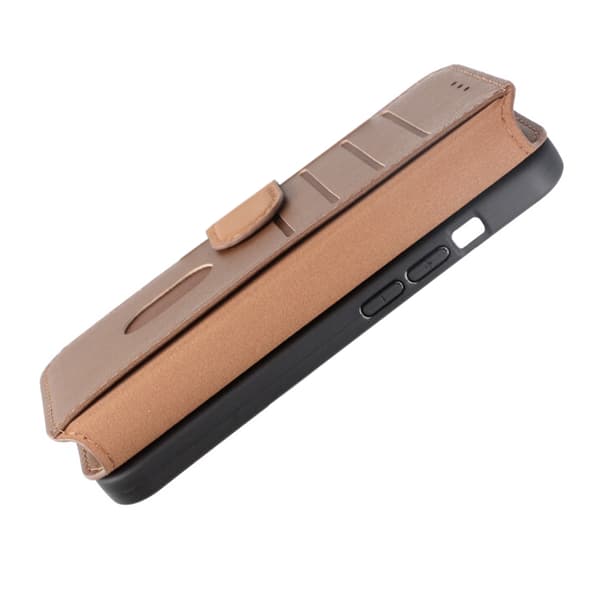 iPhone 15 Pro Plånboksfodral Läder Rvelon - Brun