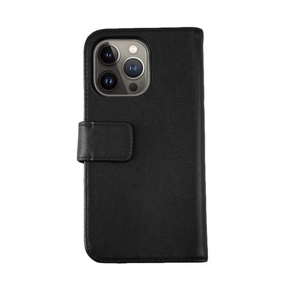 Rvelon Wallet Case Leather for iPhone 12 and 12 Pro - Black Svart