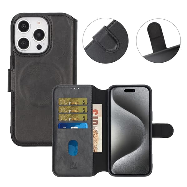 iPhone 16 Pro Wallet Case Rvelon - Black Svart