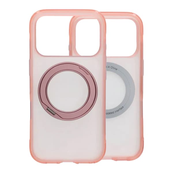 360-degree Rotating Stand Matte Magnetic Shockproof Airbag  Case  For iPhone 17 Pro Max/18 Pro Max Pink