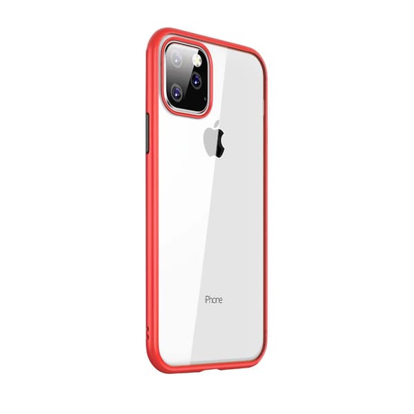 Mobile Case Shockproof for iPhone 11 Pro Max - Red and Clear and Black Röd