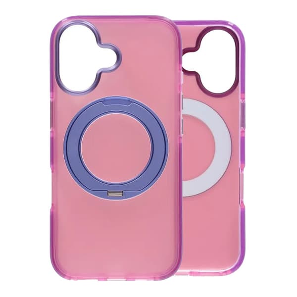 Iridescent Shockproof Case with 360-degree Rotatable Kickstand For iPhone 17 Rose Red Rose Red