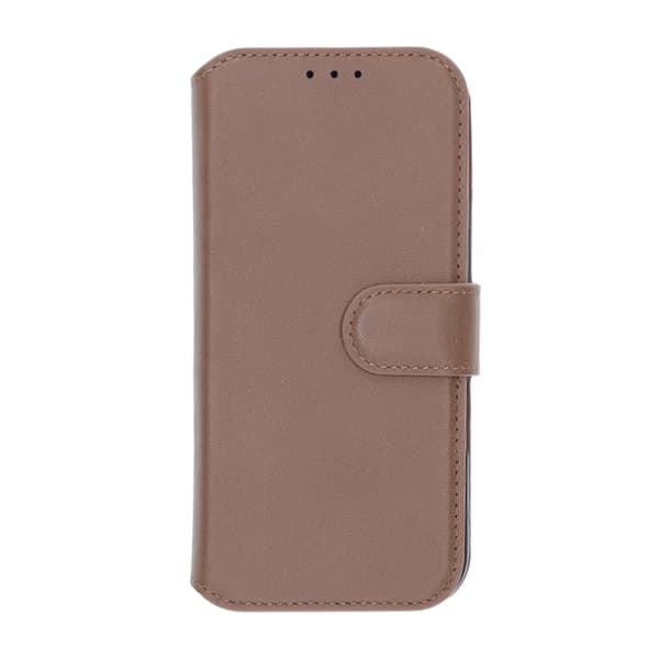 RV Genuine leather Wallet Case iPhone 16 Pro Brown