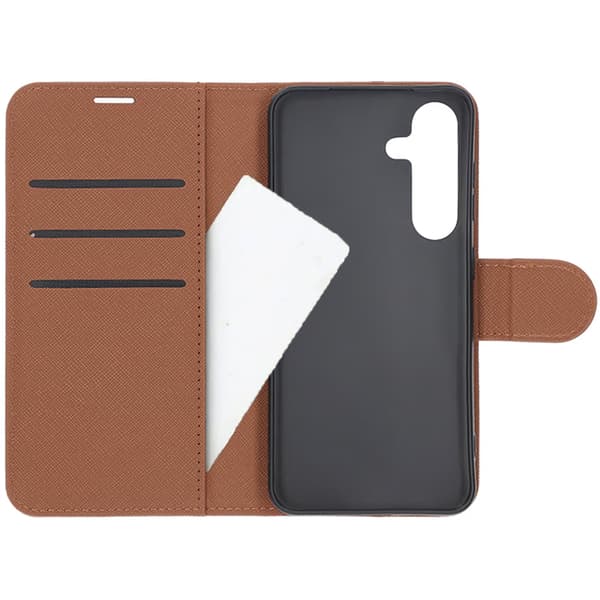 Flip Stand Leather Wallet Case For Samsung S25 Brown Brun