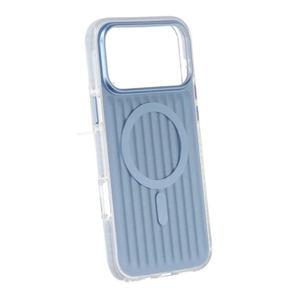 Corrugated Magsafe Mobile Case for iPhone 17 Pro Max - Blue Blå