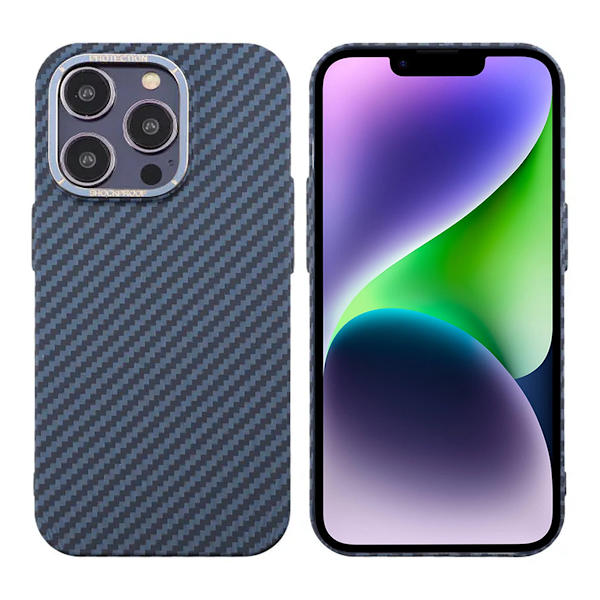 Kolfiber Skal iPhone 14 Pro - Blå Blå