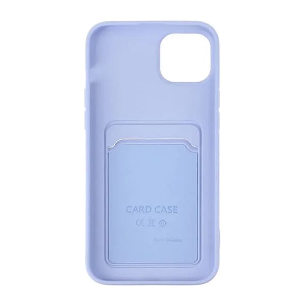 iPhone 15 Plus Silicone Mobile Case with Card Holder - Purple Lila