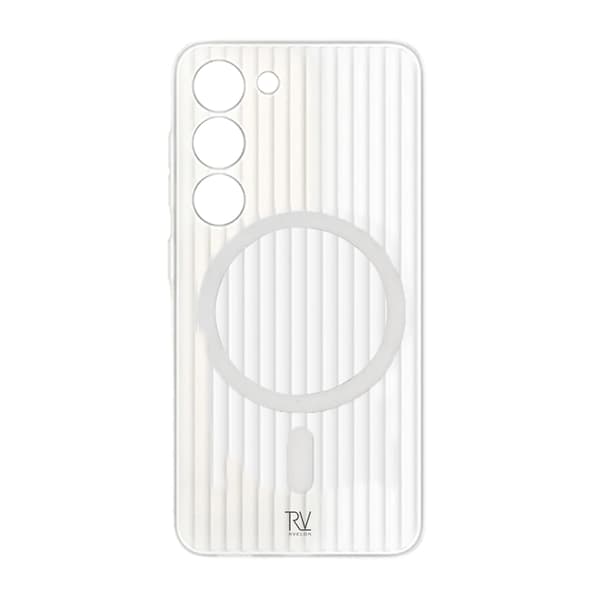 Samsung Galaxy S23 Mobile Case Corrugated with Magnet Rvelon - White Vit