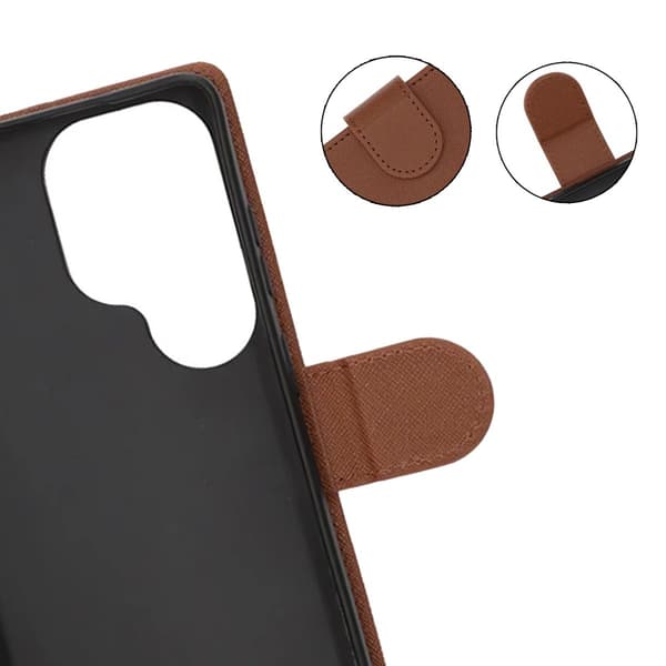 Flip Stand Leather Wallet Case For Samsung S26 Ultra Brown Brun