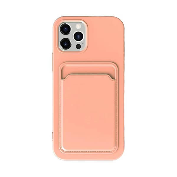 iPhone 14 Pro Max Silikonskal med Korthållare - Rosa Rosa