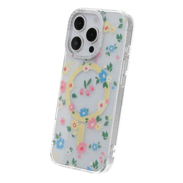 Blommigt Skal med Magsafe för iPhone 16 Pro Max - Gul Multicolour