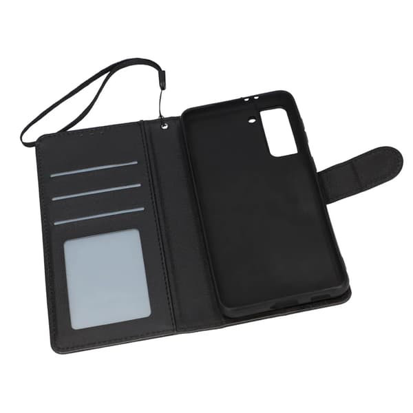 Flip Stand Leather Wallet Case For Samsung Galaxy S21 Black Svart
