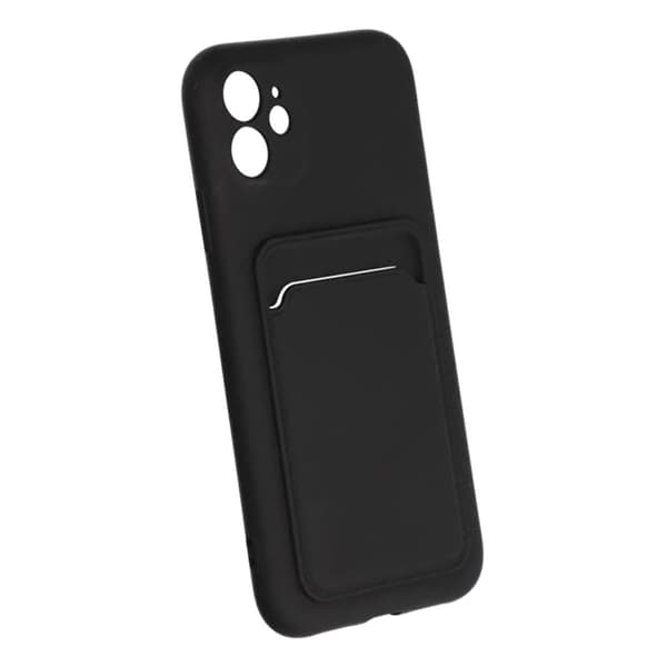 iPhone 11 Silicone Case with Card Holder - Black Svart