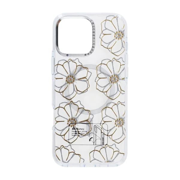 Skal Magsafe till iPhone 16 Pro Max - Transparent med blommor Transparent