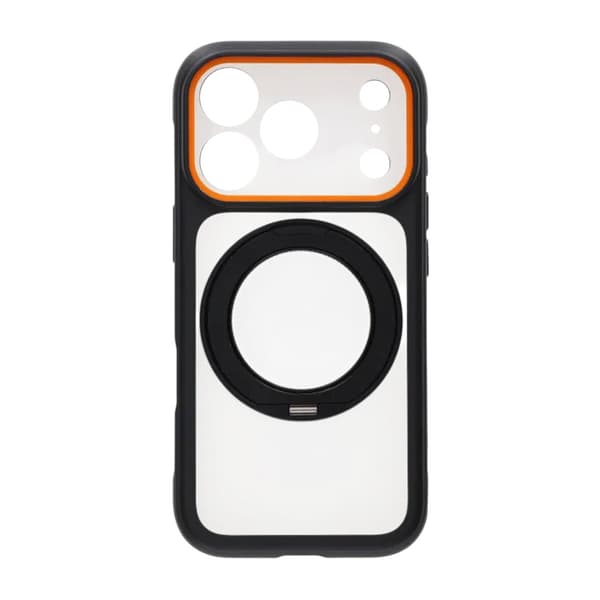 Clear Glow 360-degree Rotating MagSafe Stand Case For iPhone 17 Pro Max Black Svart