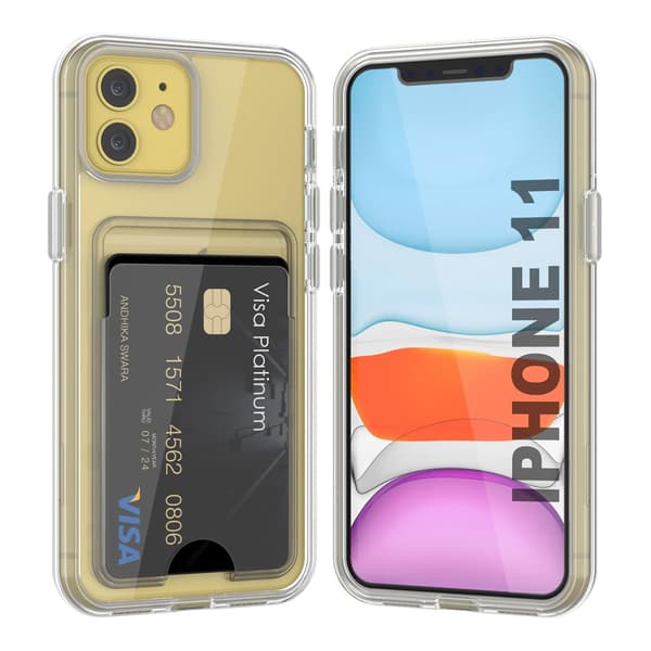 iPhone 11 Mobile Case with Card Holder TPU Rvelon - Transparent