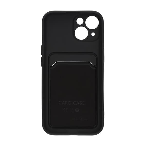 Silicone Case with Card Holder iPhone 15 Black Svart