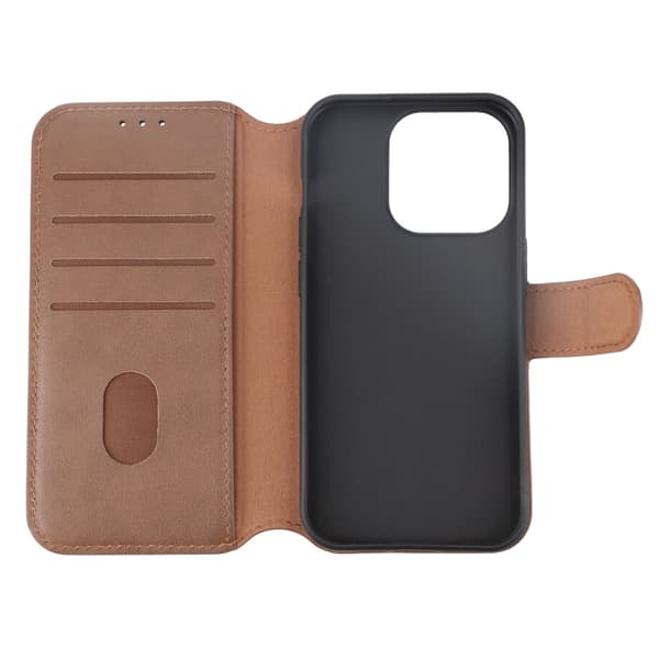 iPhone 15 Pro Plånboksfodral Läder Rvelon - Brun Brun