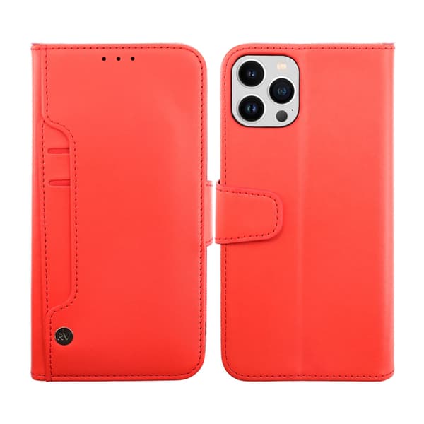 iPhone 14 Pro Max Wallet Case Extra Card Rvelon-Red Röd