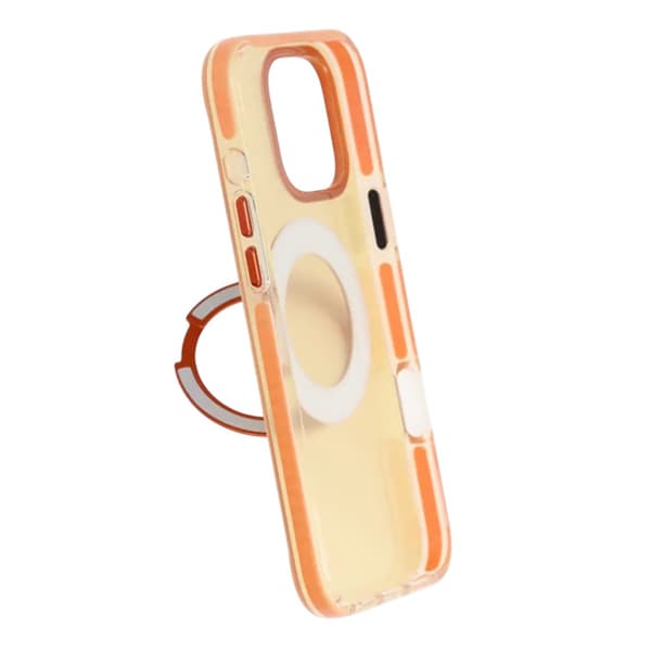 Iridescent Shockproof Case with 360 degree Rotatable Kickstand For iPhone 16 Pro Orange Orange