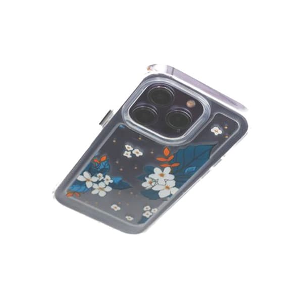 iPhone 14 Pro Mobilskal med motiv - Blå Blad Mönstrat