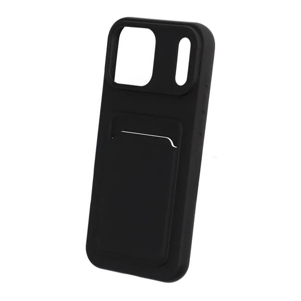 Silicone Mobile Case with Card Holder for iPhone 17 Pro Max - Black Svart