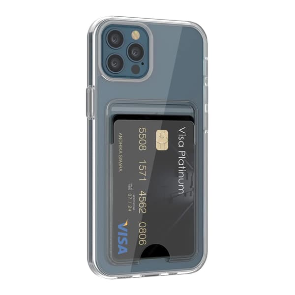 iPhone 12/12 Pro Case with Card Holder TPU - Transparent