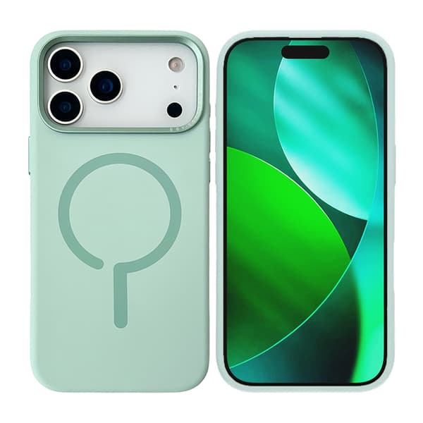 Mobile Case Silicone with Camera Metal Frame for iPhone 17 Pro - Green Grön