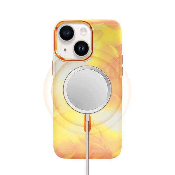 iPhone 14 Plus MagSafe Phone Case - Orange Abstract Orange