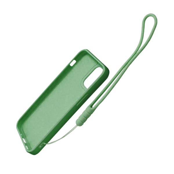 iPhone 12 Pro Max Silicone Case with Ring Holder and Hand Strap - Green Grön