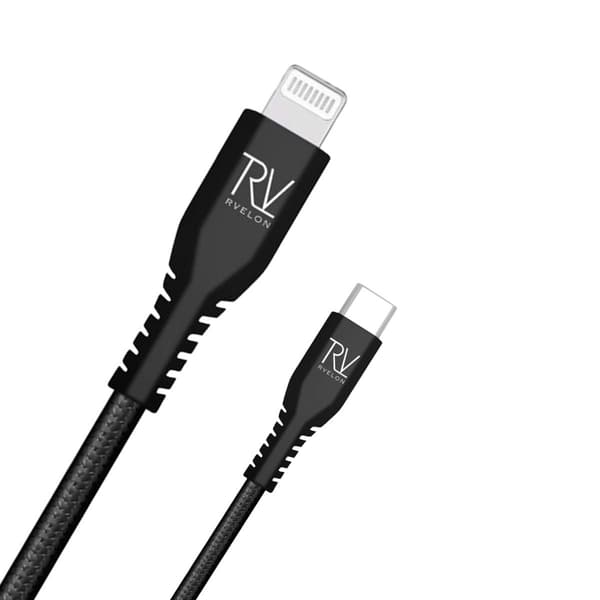 Rvelon USB-C till Lightning Kabel Flätad 1m Svart