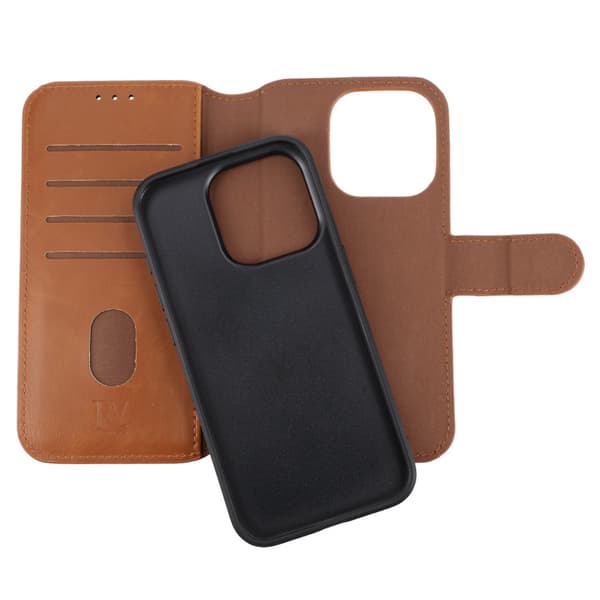 iPhone 15 Pro Wallet Case Magnet Rvelon - Brown Brun