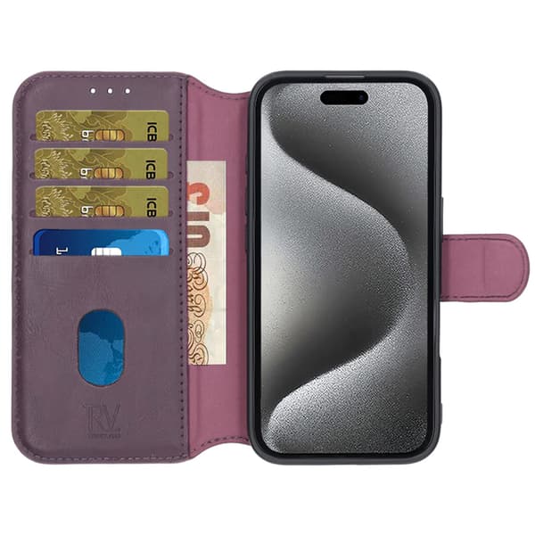 RV Wallet Case iPhone 16 Dark Cherry Lila